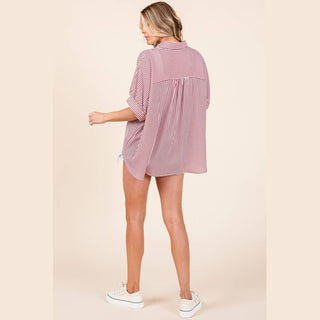 Oversized Short Sleeve Button Down Shirt