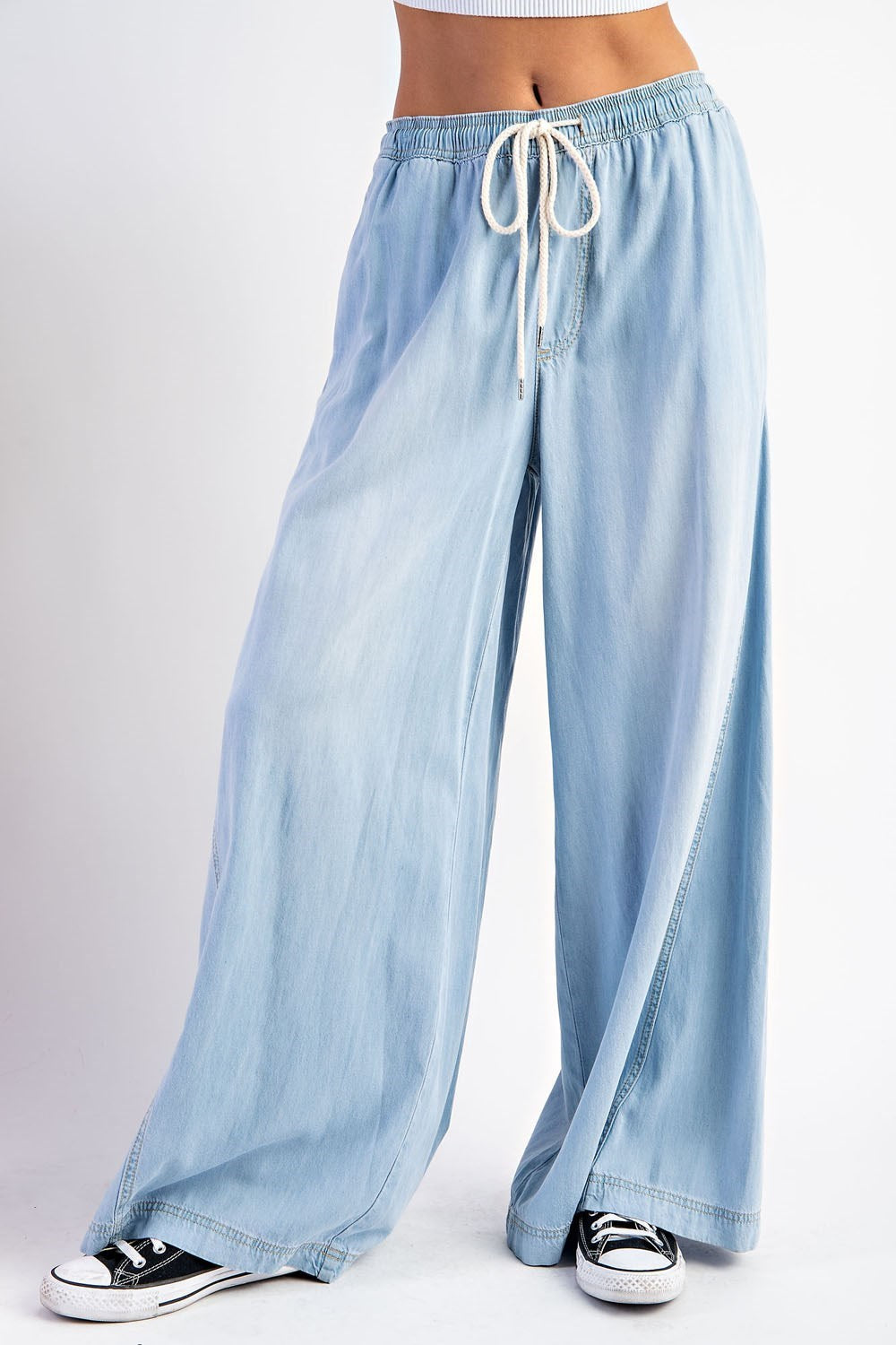 Mineral Washed Wide Leg Pants Denim