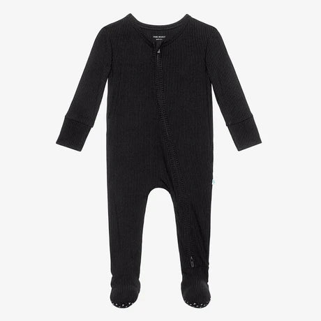 Footie Zippered One Piece-Black