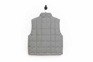 Hem & Thread padded striped vest in black and white, back view