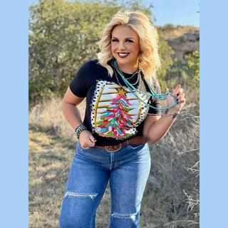 Texas True Threads Women's Tees Paintbrush Christmas Tree Tee