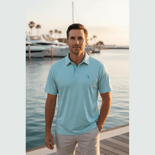 Local Boy Men's Tops Palms Aqua Polo