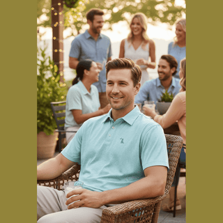 Local Boy Men's Tops Palms Aqua Polo