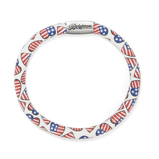 Brighton Patriotic Luv Woodstock bracelet with American flag heart pattern on white band