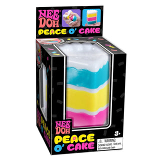 Nee Doh Peace O Cake stress toy in colorful layered cake design in black retail packaging