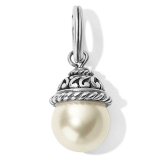 Brighton Pearlina Amulet charm featuring cream pearl with ornate silver scrollwork cap