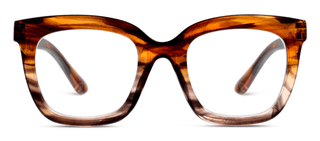 Peepers Cleo eyeglasses in brown ombre horn with square acetate frames on white background