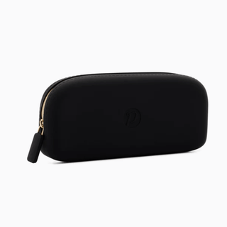 matte black silicone travel case for glasses with gold zipper pull