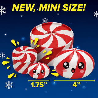 Petite Squishy Christmas Dumpling red white peppermint swirl design three sizes shown
