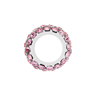Brighton Pink Glitter Spacer with pink crystal stones set in silver ring frame