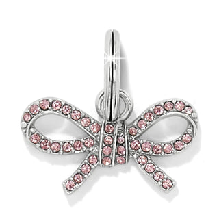 Brighton Pink Illumina Bow Charm with silver-plated finish and faceted pink crystals