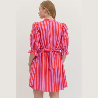 Entro Women’s Dresses Pink Stripe Dress