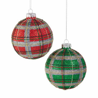 Raz Imports Christmas Ornaments Plaid Glitter Ornament
