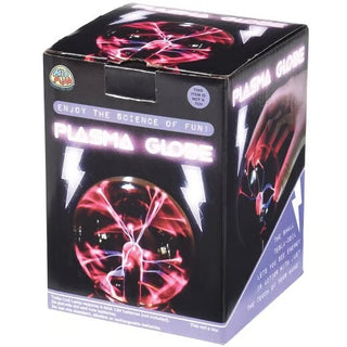 Plasma Globe box showing glowing red electric ball with lightning bolt graphics