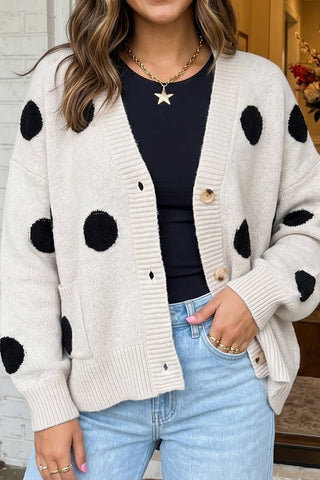 Polka Dot Button Front Cardigan
