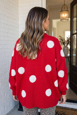 Polka Dot Button Front Cardigan