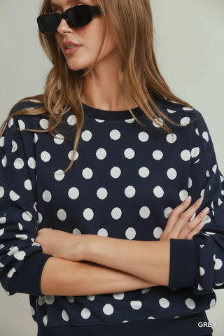 Polka Dot Printed Pullover
