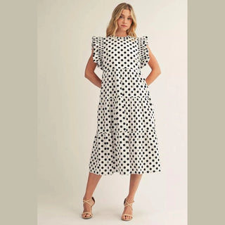 Polka Dot Ruffle Sleeve Dress