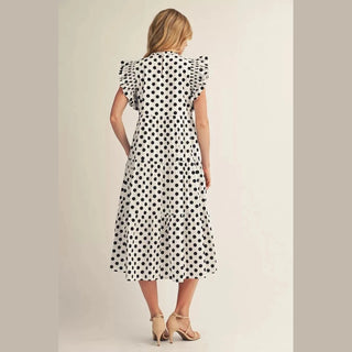 Polka Dot Ruffle Sleeve Dress