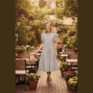 Polka Dot Ruffle Sleeve Dress