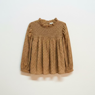 Polka Dot Smocked Detail Puff Sleeve Blouse