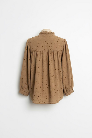 Polka Dot Smocked Detail Puff Sleeve Blouse