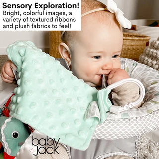 Baby chewing mint green raised dot minky plush crinkle toy