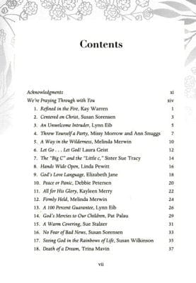 Table of contents page with black text 