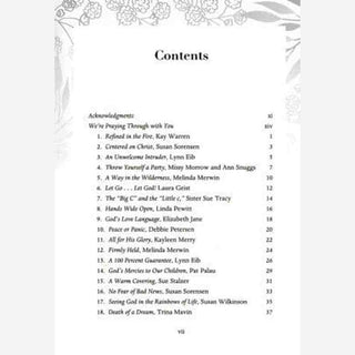 Table of contents page with black text 