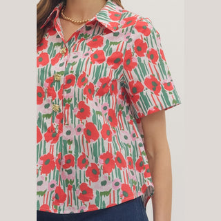 Entro Women's Tops Pretty Poppies Top
