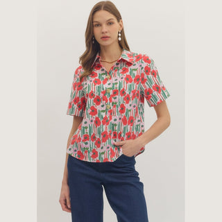 Entro Women's Tops Pretty Poppies Top