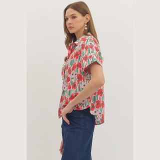 Entro Women's Tops Pretty Poppies Top