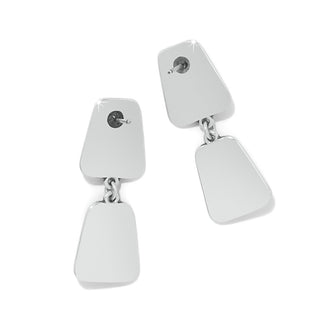 Brighton Pretty Tough Geo Post Drop Earrings silver plated two-tiered flat disc design