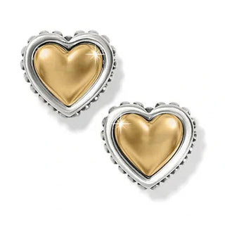 Brighton Women's Earrings Pretty Tough Petite Two Tone Heart Post Earrings