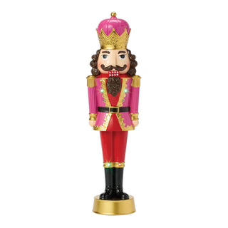 Enesco Proxm Candy Nutcracker figurine in pink and red with gold crown and LED lights