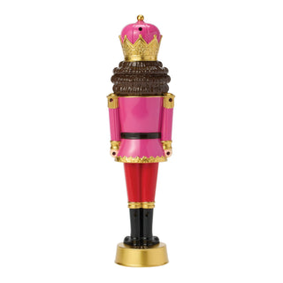 Enesco Proxm pink and gold decorative nutcracker figurine with crown and black boots on gold base