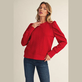 Jodifli Women's Tops Puff Shoulder Textured Top