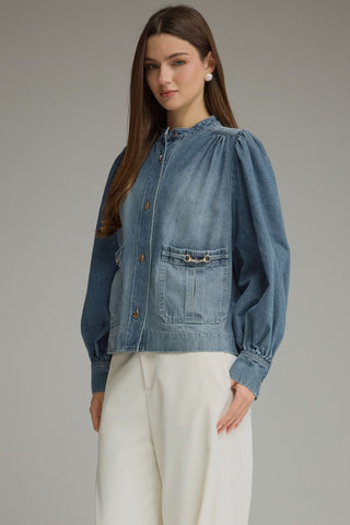 Puff Sleeve Denim Jacket