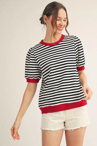 Puff Sleeve Striped Top