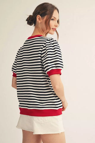 Puff Sleeve Striped Top