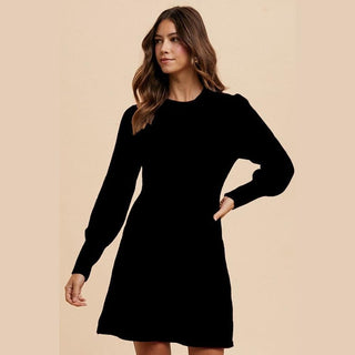 Annie Wear Women's Dresses Puff Sleeve Sweater Dress