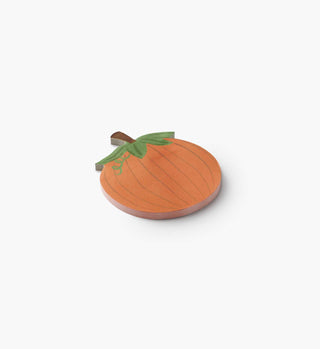 Rifle Paper Co. pumpkin-shaped sticky notes pad with green stem and leaf detail