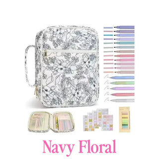 Prickly Pear Bible Cover Navy Floral Quilted Bible Cover