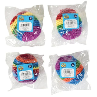 Us Toy Company rainbow kickball set in clear packaging with red orange yellow green blue purple stripes