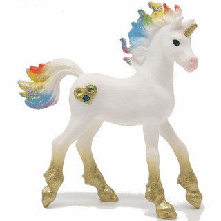 Schleich Rainbow Love Unicorn Foal rear view showing gemstone heart badge on flank