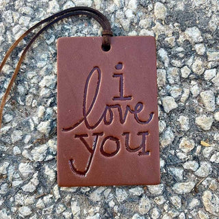 Callahan Leather Co. Warm Vanilla Leather / Brown Rectangle I Love You Air Flair