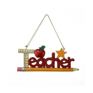 Kurt Adler Christmas Ornament Red Glitter Teacher Ornament