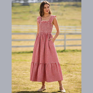 Rylee Faith Designs Red Plaid Sleeveless Mommy & Me Dress