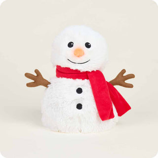 Warmies Red Scarf Snowman plush stuffed toy with carrot nose and twig arms