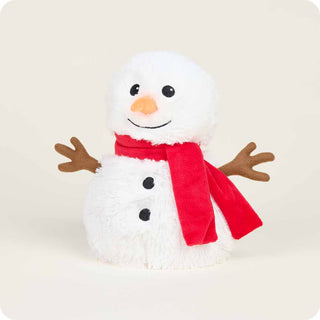 Warmies Red Scarf Snowman plush stuffed animal with carrot nose and brown twig arms